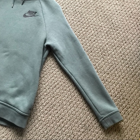 Nike Women’s Funnel Neck Pocket Sweatshirt In Beautiful Blue Green Sage - Picture 6 of 16